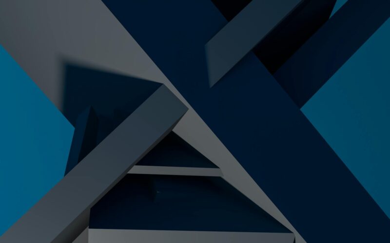 dynamic blue and gray abstract geometric composition